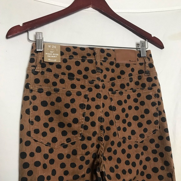 NWT Madewell Brown Leopard Dot 10” High-Rise Lyocel Skinny Pants Womens Sz 27 - Picture 13 of 16